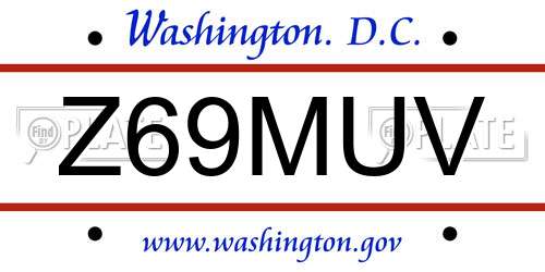 Z69MUV District Of Columbia License Plate