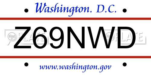 Z69NWD District Of Columbia License Plate
