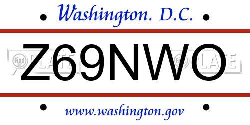 Z69NWO District Of Columbia License Plate