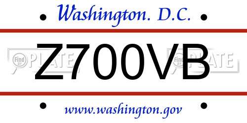 Z700VB District Of Columbia License Plate