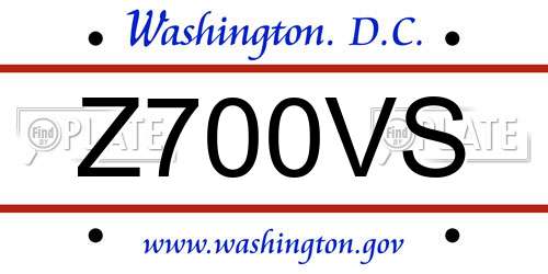 Z700VS District Of Columbia License Plate