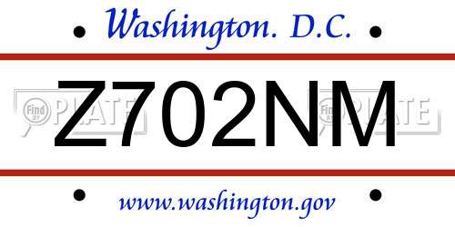 Z702NM District Of Columbia License Plate