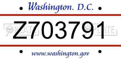 Z703791 District Of Columbia License Plate