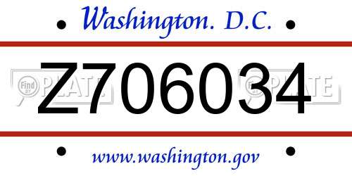 Z706034 District Of Columbia License Plate