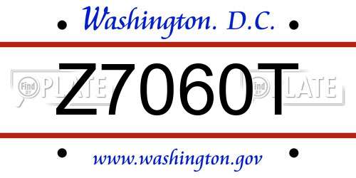 Z7060T District Of Columbia License Plate