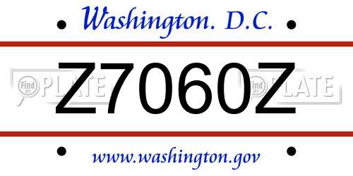 Z7060Z District Of Columbia License Plate