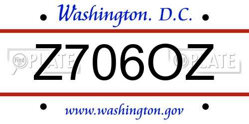Z706OZ District Of Columbia License Plate