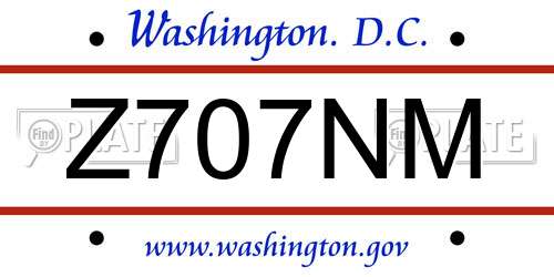 Z707NM District Of Columbia License Plate