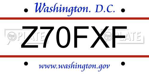 Z70FXF District Of Columbia License Plate