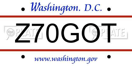 Z70GOT District Of Columbia License Plate