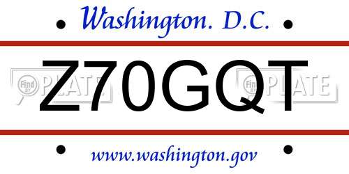 Z70GQT District Of Columbia License Plate