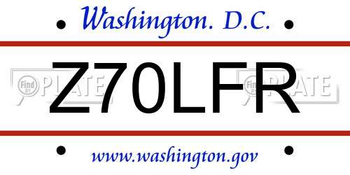 Z70LFR District Of Columbia License Plate