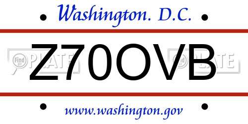 Z70OVB District Of Columbia License Plate