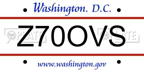 Z70OVS District Of Columbia License Plate