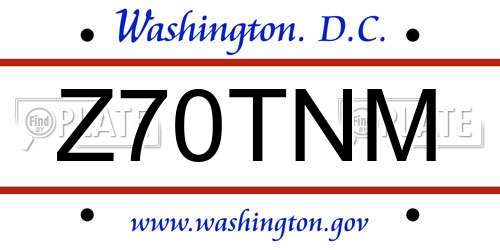 Z70TNM District Of Columbia License Plate