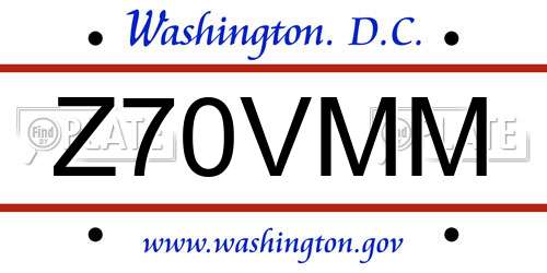Z70VMM District Of Columbia License Plate