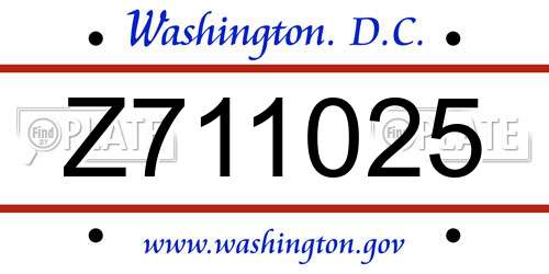 Z711025 District Of Columbia License Plate