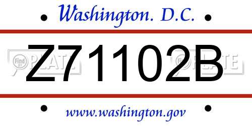 Z71102B District Of Columbia License Plate