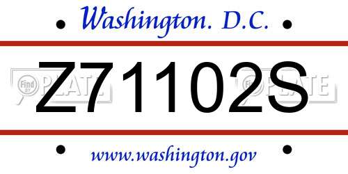 Z71102S District Of Columbia License Plate
