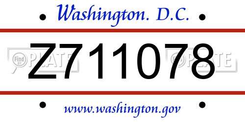 Z711078 District Of Columbia License Plate