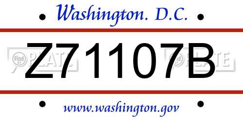 Z71107B District Of Columbia License Plate