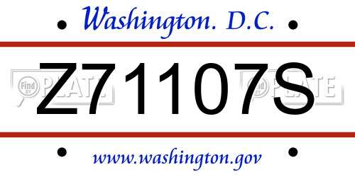 Z71107S District Of Columbia License Plate
