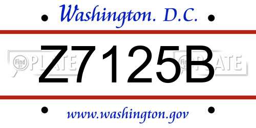 Z7125B District Of Columbia License Plate