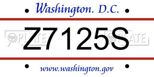 Z7125S District Of Columbia License Plate