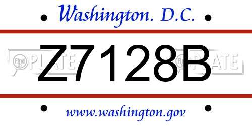 Z7128B District Of Columbia License Plate