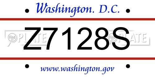 Z7128S District Of Columbia License Plate