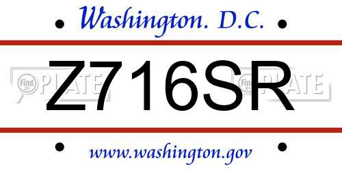 Z716SR District Of Columbia License Plate