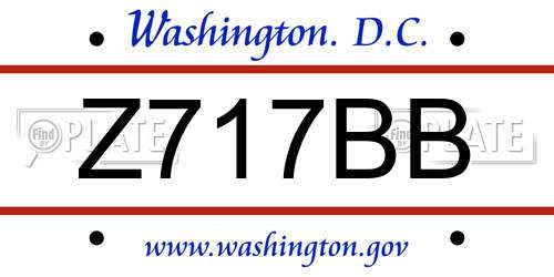 Z717BB District Of Columbia License Plate