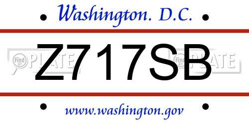 Z717SB District Of Columbia License Plate