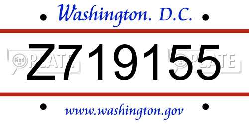 Z719155 District Of Columbia License Plate