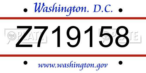 Z719158 District Of Columbia License Plate