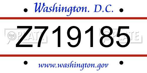 Z719185 District Of Columbia License Plate