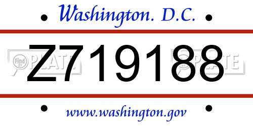 Z719188 District Of Columbia License Plate