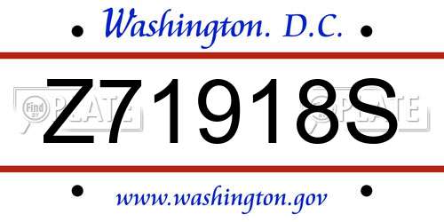 Z71918S District Of Columbia License Plate