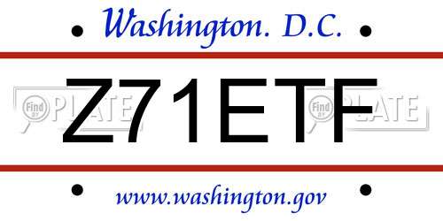 Z71ETF District Of Columbia License Plate