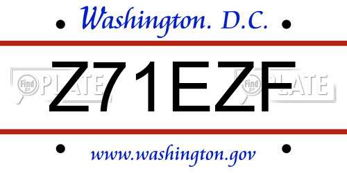 Z71EZF District Of Columbia License Plate