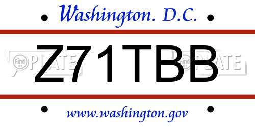 Z71TBB District Of Columbia License Plate