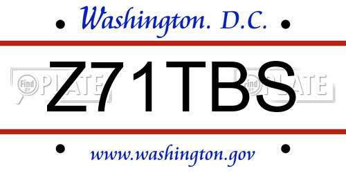 Z71TBS District Of Columbia License Plate