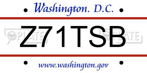 Z71TSB District Of Columbia License Plate
