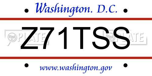 Z71TSS District Of Columbia License Plate