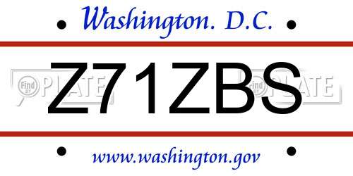 Z71ZBS District Of Columbia License Plate