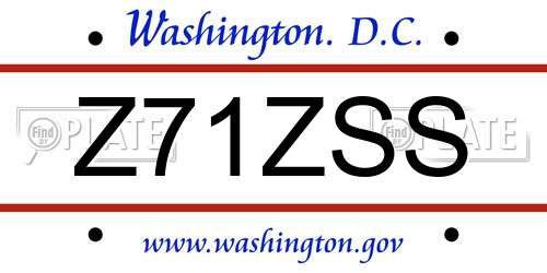 Z71ZSS District Of Columbia License Plate