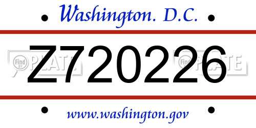 Z720226 District Of Columbia License Plate