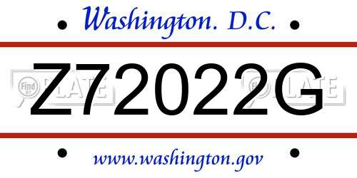Z72022G District Of Columbia License Plate