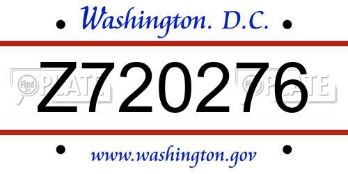 Z720276 District Of Columbia License Plate
