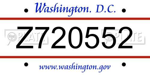 Z720552 District Of Columbia License Plate
